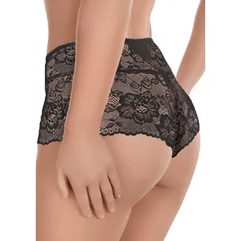 Kalhotky Dámská krajková vysoká tanga s vzorovanou krajkou 063 Ewana Barva/Velikost: černá / L/XL