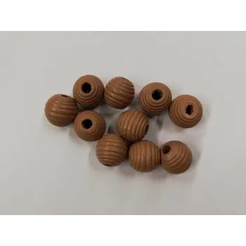 Dětské navlékací korálky Dřevěné korálky žebrované 13 mm - světle hnědé