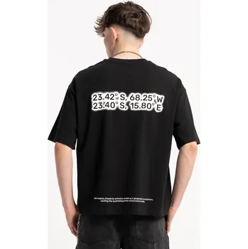 Chlapecké tričko Reporter Young | Chlapecké černé tričko BOXY s potiskem souřadnic na zádech - Barva ČERNÁ, Velikost 170 253-0440B-08-100-1