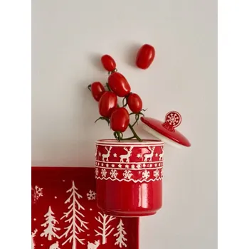 Cukřenka Sinsay - Vánoční keramická cukřenka s motivem sobů - červená - 704GI-33X - 704GI-33X-ONE