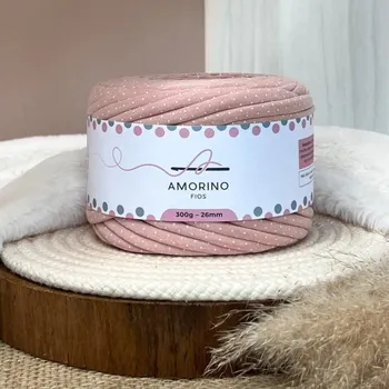 Příze Amorino Fios Textilní špagáty Amorino Fio s potiskem - Premium 26mm Rose Quartz