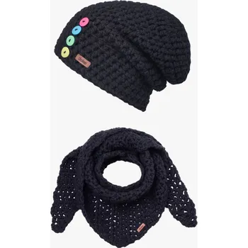 Čepice Doke Set Háčkovaná čepice a šál bc black
