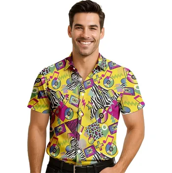 Karnevalový kostým GuircaPánská retro košile 80. léta - barevná Velikost: M 48-50