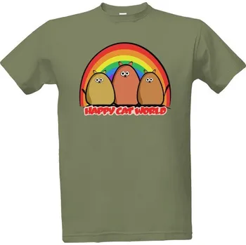 Pánská móda Tričko s potiskem Happy cat world pánské