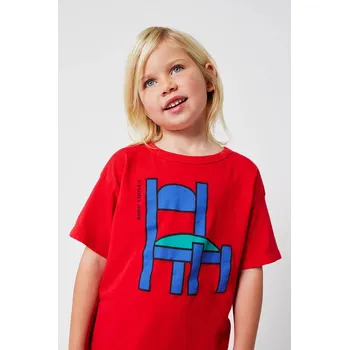 Chlapecké tričko Dětské bavlněné tričko Bobo Choses Chair 225AC005 červená 33X, vel. 149/155