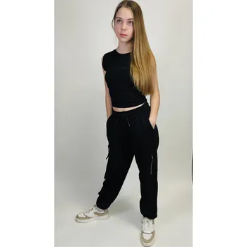 Reporter Young | Dívčí černý crop top s minimalistickým potiskem "MAGIC MIX" - Barva ČERNÁ, Velikost 146 243-0445G-02-100-1