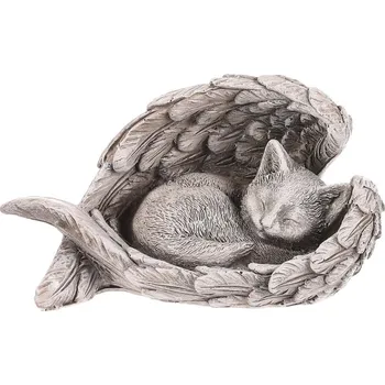 Pietní dekorace Kočka v křídlech, polyresin, šedá, 13 x 7 x 8 cm