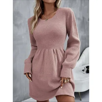 Dámské šaty Pletené mini šaty růžové Velikost: UNI: XS - XL