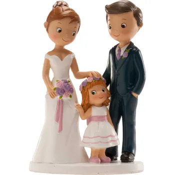 Svatební dekorace deKora Figurka na dort - nevěsta a ženich s holčičkou