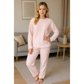 Šála Polar fleece souprava - proužky - Meruňková