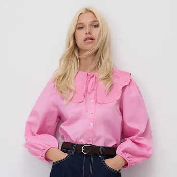 Dámské tričko Reserved - Košile s ozdobným límcem - růžová - 431IM-30X - 431IM-30X-XXL