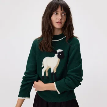 Dámský svetr Reserved - Svetr s příměsí vlny - ocelově zelená - 282HM-96X - 282HM-96X-XL