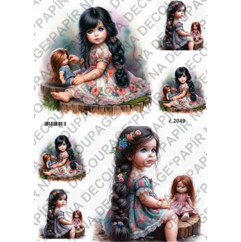Umělecký papír Rýžový a soft papír na decoupage - Holčička s panenkou - KB02049 Materiál: Rýžový papír, Rozměr: A4