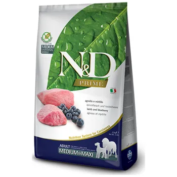 Krmivo pro psa FARMINA N&D Prime canine LAMB & BLUEBERRY ADULT MEDIUM & MAXI 2x12kg 3% SLEVA
