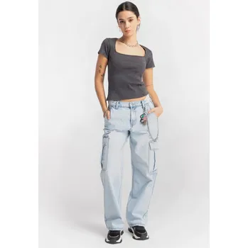 Dívčí džíny Reporter Young | Dívčí světle modré CARGO džíny s rovnými nohavicemi - Barva SVĚTLE MODRÁ, Velikost 146 251-0110G-22-000-1
