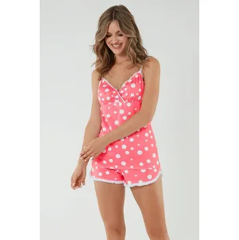 Dámské pyžamo Dámské pyžamo Ojos růžové s puntíky XL