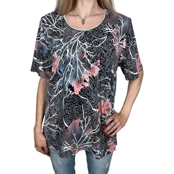 Dámská halenka Fomar Dámská růžová halenka s krátkým rukávem AMY Barva: Růžová, Velikost: 4XL