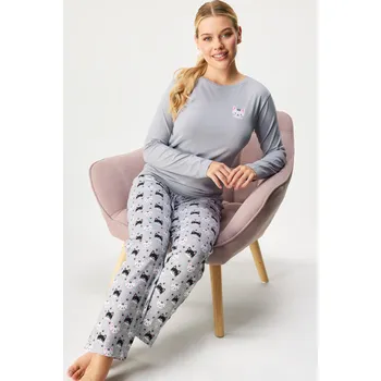 Dámské pyžamo Bavlněné pyžamo Cats dlouhé