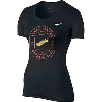 Triko Nike W Pro TOP SS ALL OVER MESH Zlatá tretra 889540-010-zt Velikost M
