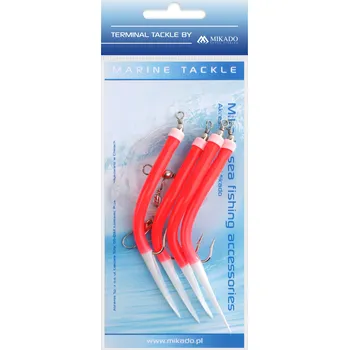 Mikado Mořský Návazec Gummi Makk Rig Háček 4x2/0 Červený 1 Ks