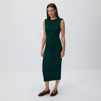 Dámské šaty Reserved - Midi šaty s příměsí viskózy - tmavě zelená - 935GA-79X - 935GA-79X-S