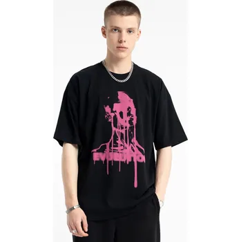 Reporter Young | Chlapecké černé tričko s růžovým potiskem „Evolution“ - Barva ČERNÁ, Velikost 146 253-0440B-22-100-1