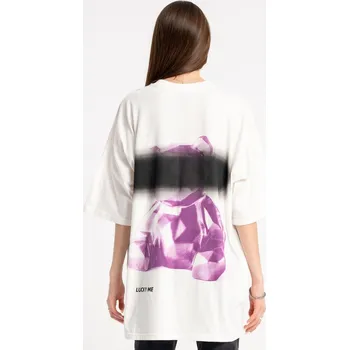 Reporter Young | Dívčí bílé tričko OVERSIZE s potiskem medvídka na zádech a nápisem „LUCKY ME“ - Barva BÍLÁ, Velikost 146 253-0440G-58-200-1