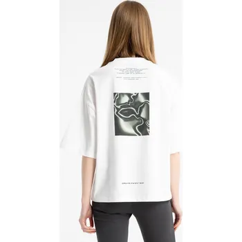 Dívčí tričko Reporter Young | Dívčí bílé tričko OVERSIZE s potiskem „Metamorphosis“ na zádech - Barva BÍLÁ, Velikost 158 253-0440G-15-200-1