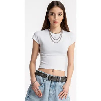 Dívčí tričko Reporter Young | Dívčí bílý CROP TOP bez potisků - Barva BÍLÁ, Velikost 146 251-0440G-59-200-1