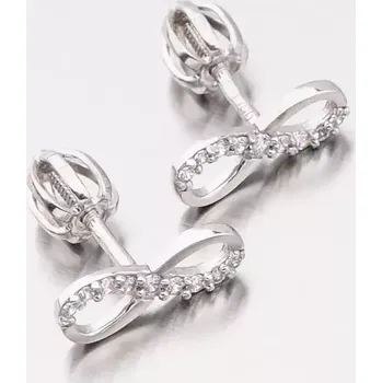 Náušnice Dámské náušnice žluté zlato 585 nekonečno v bílém 52GZ-60149B-SR