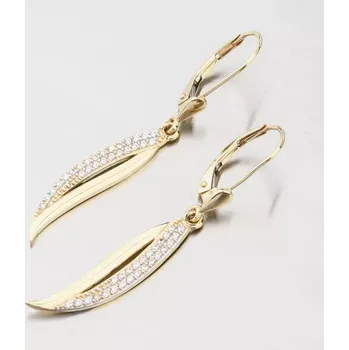 Náušnice Dámské náušnice žluté zlato 585 visací se zirkony 52GZ-8046-ZL-ZIR