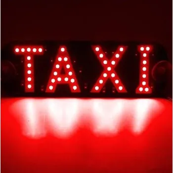 LED páska LED světelná značka taxi 19x17cm USB s vypínačem červená