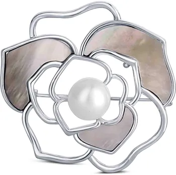 Brož JwL Luxury Pearls Perlová brož 2v1 s pravou bílou perlou a perletí JL0627 + 2 měsíce na vrácení zboží