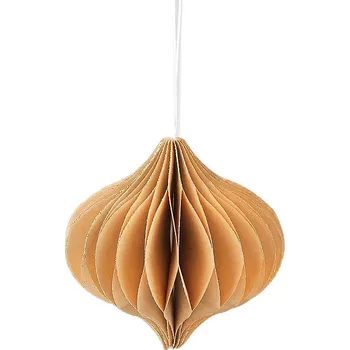 Vánoční dekorace Papírová vánoční ozdoba na stromeček - baňka Varianta: 2 (8,5 cm) přírodní stř. zlatá, Balení: 1 ks