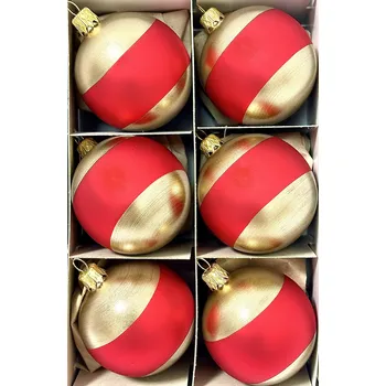 Vánoční ozdoba Irisa Červeno-zlaté skleněné koule 6 cm – klasika Vánoc Velikost: 6 cm, Balení: 6ks, Barva: červená;zlatá