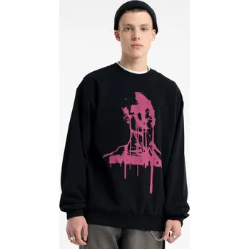 Chlapecká mikina Reporter Young | Chlapecká černá mikina bez kapuce s růžovým potiskem „EVOLUTION““ - Barva ČERNÁ, Velikost 164 253-0550B-15-100-1