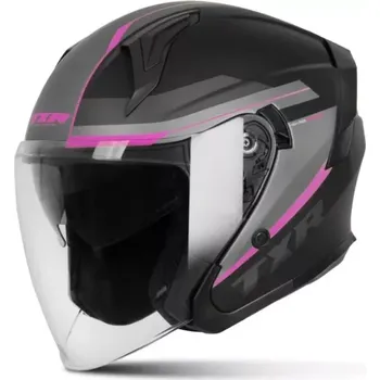 Helma na motorku Otevřená dámská helma na motorku/skútr TXR City černo-šedo-růžová matná, se sluneční clonou