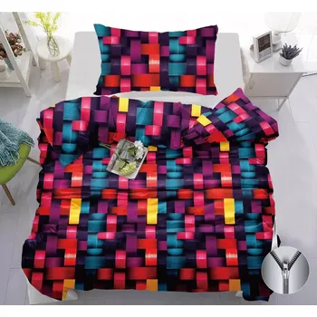 Povlečení NOVINKA 2025! Bavlněné povlečení s 3D efektem – DUHOVÝ KOŠÍK 140x200/70x90 cm