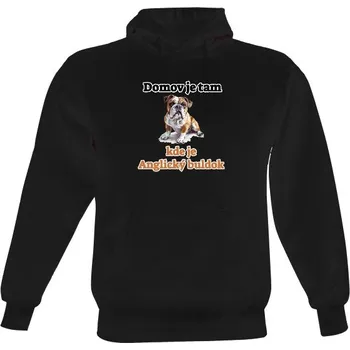 Pánská mikina Pánská mikina s kapucí s potiskem Domov s anglickým buldokem pánské
