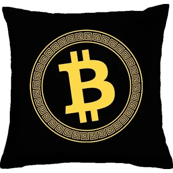 Bytový textil Polštář bavlněný s potiskem Bitcoin