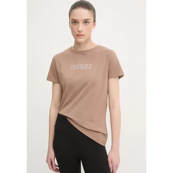 Pánské oblečení Tričko Guess BRIANA hnědá barva, V3BI11 J1314 V3BI11.J1314 84X, vel. M