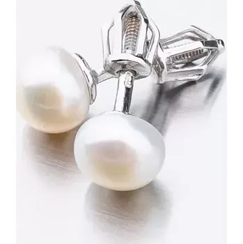 Náušnice Dámské náušnice s perla v bílém zlatě 52GZ-8002B-SR