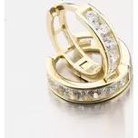 Dětské náušničky žluté zlato 585 kroužky se zirkony 52GZ-3345ZBB