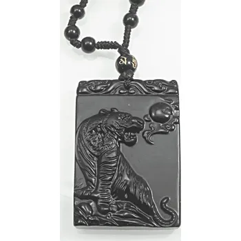 Drahý kámen River Šperky. Přívěsek Tygr. 996925091 přírodní kámen, černý matný Obsidián