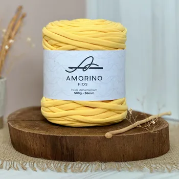 Příze Amorino Fios Textilní špagáty Amorino Fio - Premium 36mm Amarelo Solar