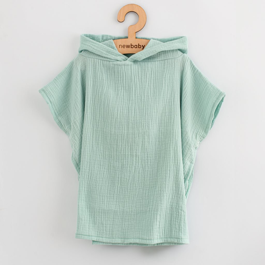Dětské mušelínové pončo New Baby Feeling mint 35 cm, vel. XS