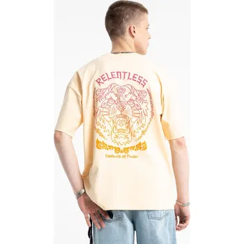 Chlapecké tričko Reporter Young | Chlapecké krémové tričko s potiskem tygra a nápisem „RELENTLESS“ na zádech - Barva KRÉMOVÁ, Velikost 170 253-0440B-51-250-1