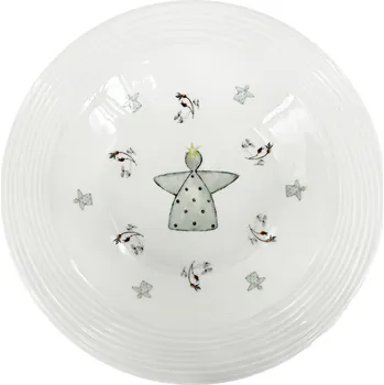 Talíř by inspire Porcelánový polévkový talíř Croft Advent Berries 23cm, zelená/červená PP210086 - vánoční porcelán