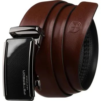 Opasek Klasický hnědý pánský opasek s automatickou stříbrnou sponou - Peterson (125)