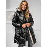 Dámský zimní dlouhý quiltovaný kabát s kapucí černý Bolf 5M3189A - L
